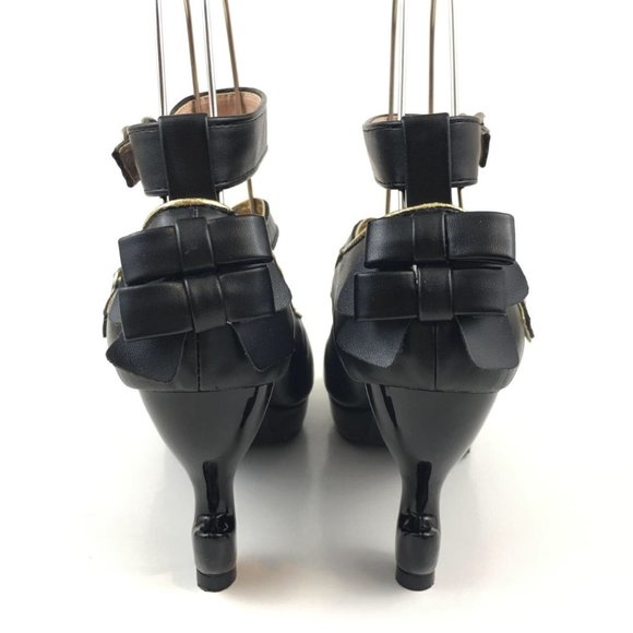 Black Lolita Liz Lisa Deary Unique Table Leg Heels Criss Cross Buckles size 40 - Picture 9 of 16